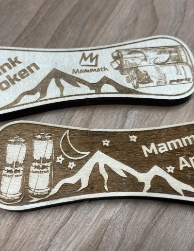 mammoth apres party custom wooden tokens