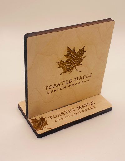 QR code on wood backside logo