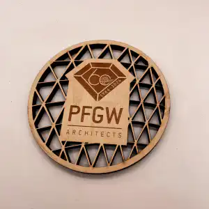 custom engraved and cut wood coaster