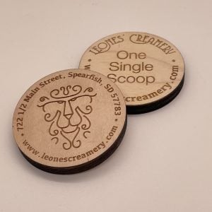 custom wood nickel single scoop ice cream token