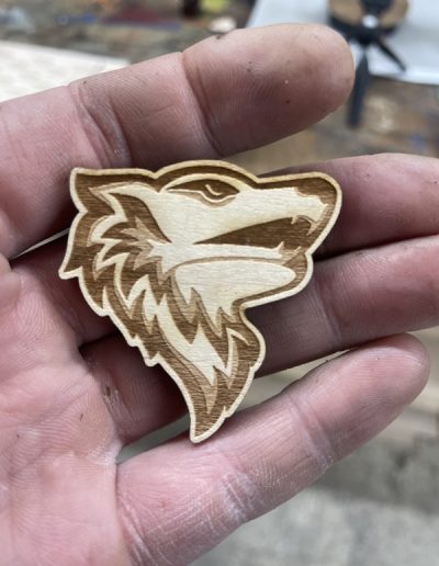 custom wooden token wolf