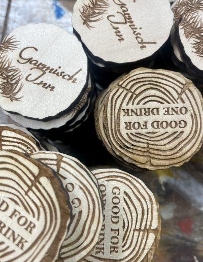 drink chips garmisch inn custom wood tokens
