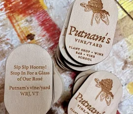 wooden drink tokens custom putnams vineyard