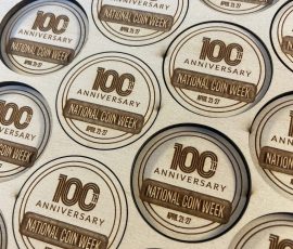 national coin week 100th anniversary wood tokens