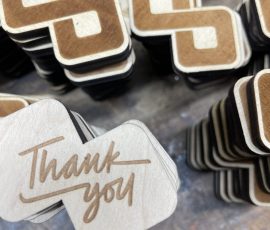 custom shaped wooden tokens for bank