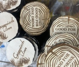 garmisch inn good for one drink wood tokens