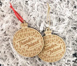 thunder island custom engraved wood ornaments